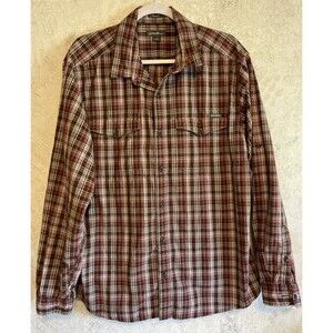 Eddie Bauer Mens XL Red Navy Blue Plaid Flannel Button Down Long Sleeve Shirt